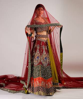 Red Pavitra Bridal Lehenga Set 1