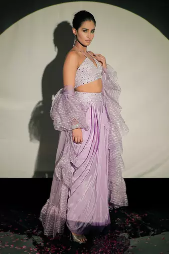 Mauve Fusion Lehenga Set