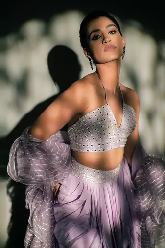 Mauve Fusion Lehenga Set