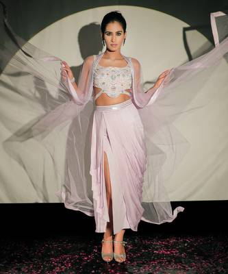 Purple Lilac Fusion Lehenga Set 1