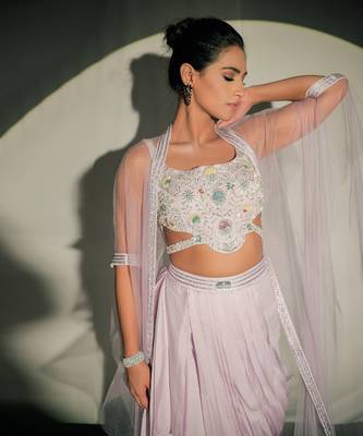 Purple Lilac Fusion Lehenga Set 3