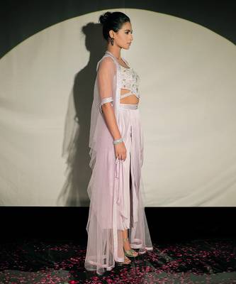 Purple Lilac Fusion Lehenga Set 5