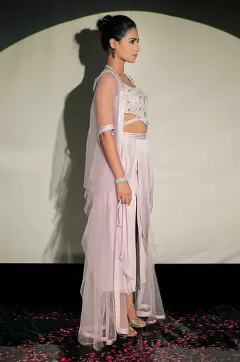 Purple Lilac Fusion Lehenga Set