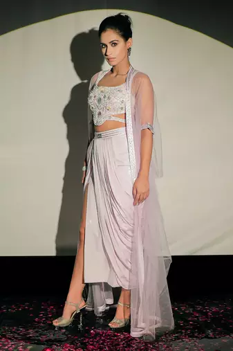 Purple Lilac Fusion Lehenga Set