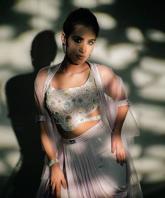 Purple Lilac Fusion Lehenga Set 9