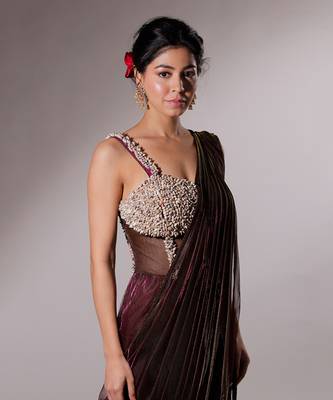 Magenta Kisori Sari Gown 2