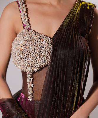 Magenta Kisori Sari Gown 3