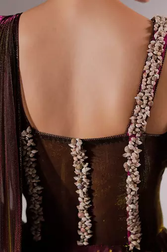 Magenta Kisori Sari Gown