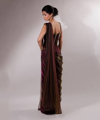 Magenta Kisori Sari Gown 5