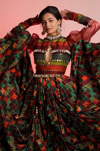 Maroon Raas Gown