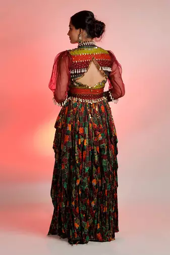 Maroon Raas Gown