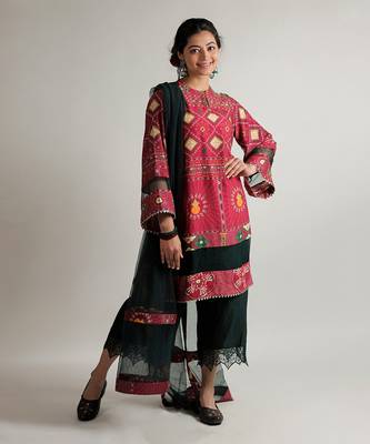 Red Raas Mandal Kurti Set 1