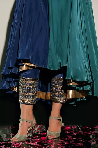 Teal And Dark Blue Fusion Kurta Set