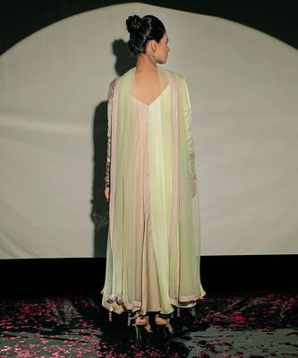 Pastel Green And Beige Fusion Kurta Set 5