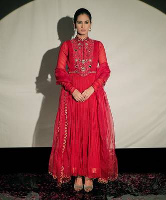 Red Anarkali Set 1