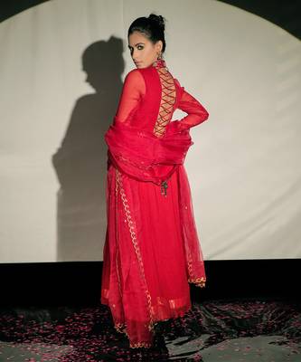 Red Anarkali Set 2
