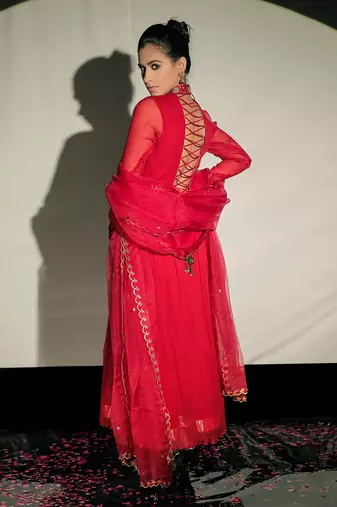 Red Anarkali Set