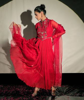 Red Anarkali Set 3