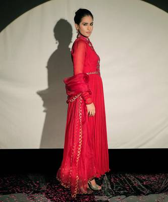 Red Anarkali Set 4