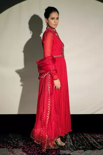 Red Anarkali Set