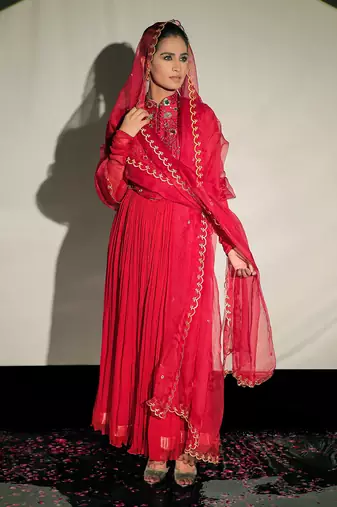 Red Anarkali Set