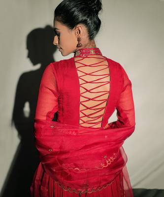 Red Anarkali Set 8