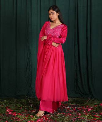 Pink Embroidered Anarkali Set 2