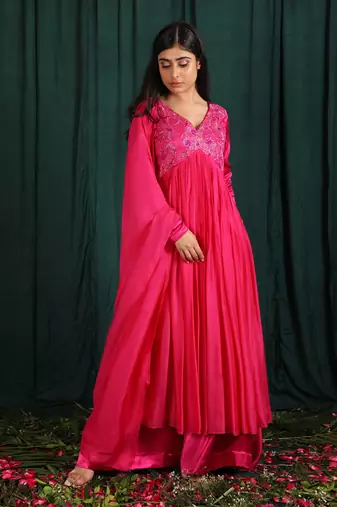 Pink Embroidered Anarkali Set