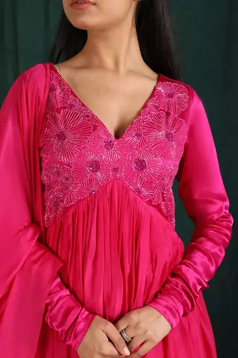 Pink Embroidered Anarkali Set