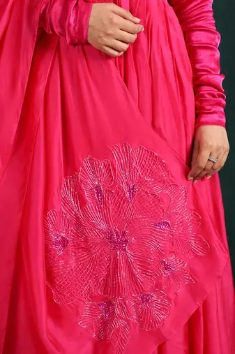 Pink Embroidered Anarkali Set