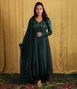 Emerald Green Embroidered Anarkali Set
