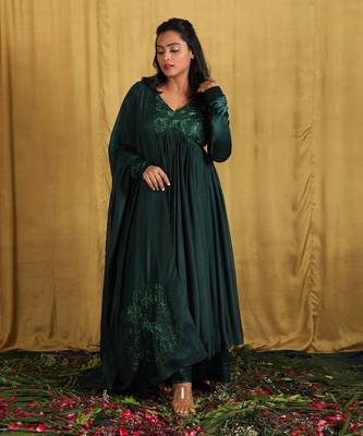 Emerald Green Embroidered Anarkali Set 2
