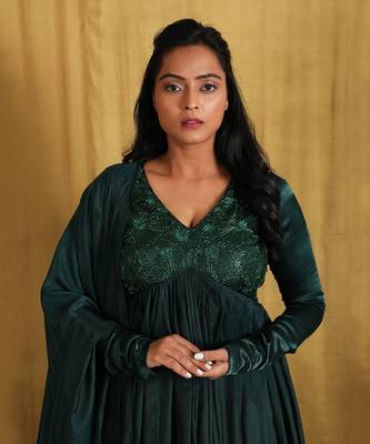 Emerald Green Embroidered Anarkali Set 4