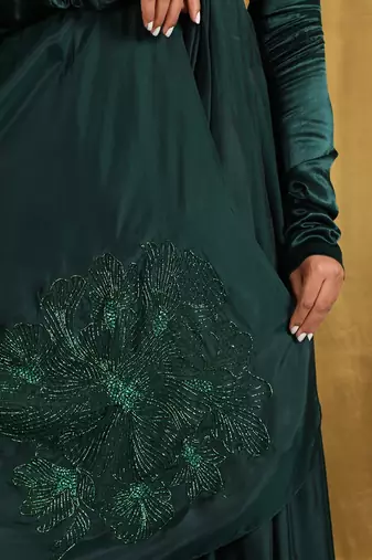 Emerald Green Embroidered Anarkali Set
