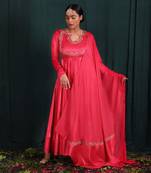 Blush Red Embroidered Anarkali Set