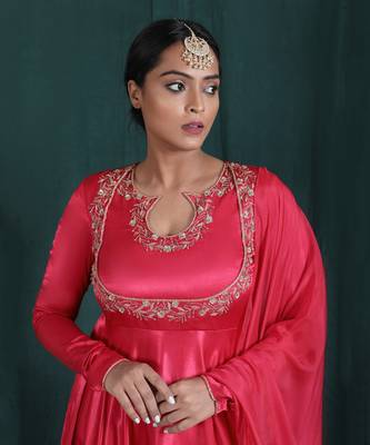 Blush Red Embroidered Anarkali Set 3