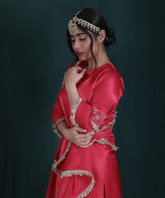 Blush Red Embroidered Gharara Set 3