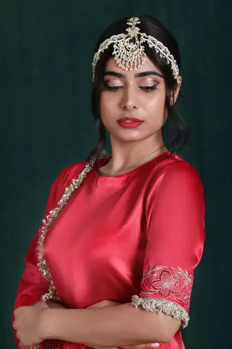 Blush Red Embroidered Gharara Set