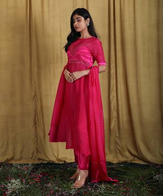 Pink Taby Embroidered Kurta Suit Set 2