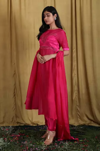 Pink Taby Embroidered Kurta Suit Set