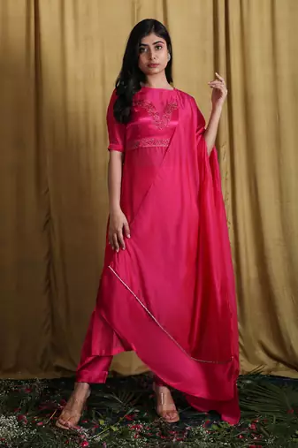 Pink Taby Embroidered Kurta Suit Set