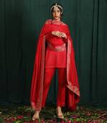 Red Short Kurta Suit Set