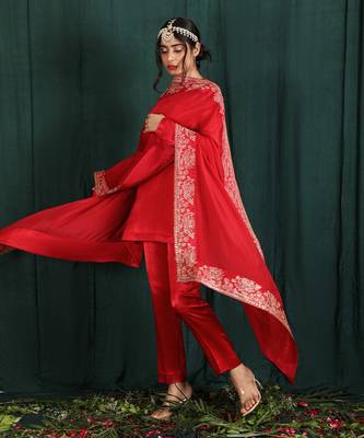 Red Short Kurta Suit Set 2