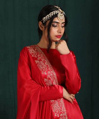 Red Short Kurta Suit Set 4