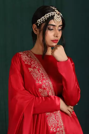 Red Short Kurta Suit Set