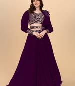  Purple Embroidered Semi Stitched Lehenga Choli 