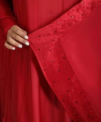 Red Taby Silk Suit Set 5
