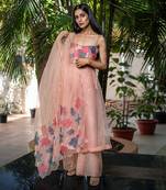 Peach Organza Palazzo Set