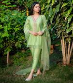 Light Green Hand Embroidered Suit Set
