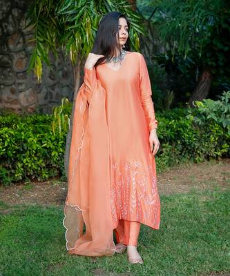 Orange Embroidered Suit Set 2
